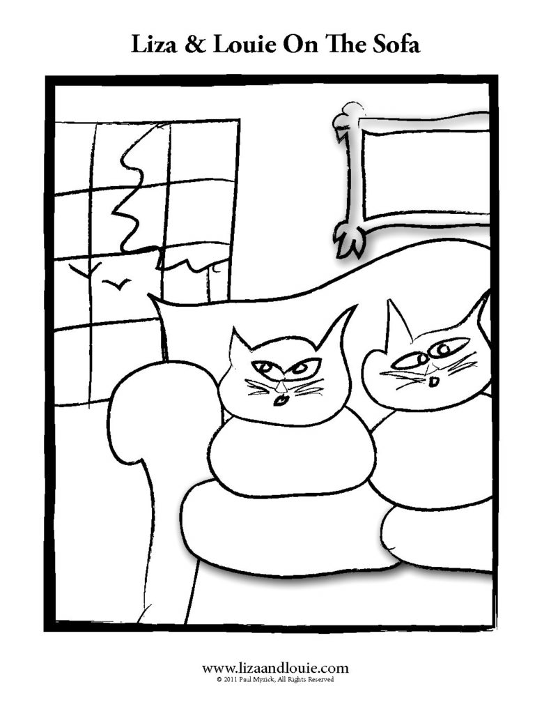 Liza and Louie on the Sofa coloring page