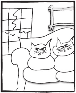 Liza and Louie on the sofa coloring page