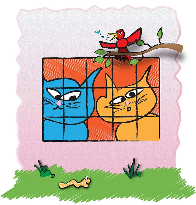liza-louie-outside-adventure-page-02_result finished full color image of Liza and Louie peeking through the window in the book