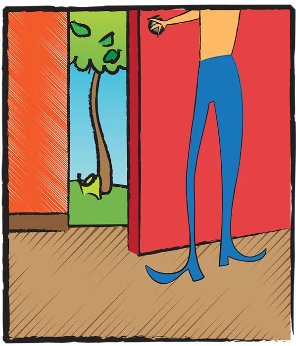 liza-louie-outside-adventure-page-02_result full color final image in the book of a man opening a door